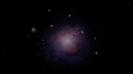 Against the backdrop of a galaxy, a circular chart is drawn out showing one segment that’s 15% of the circle, which represents visible matter, and the rest, at 85%, representing dark matter.