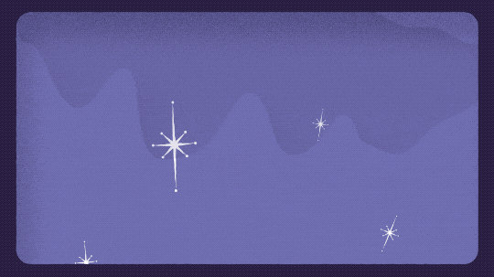 Two black holes sit in the middle of a purple background with stylized stars. On the right is a smaller black hole wearing a white, scalloped bonnet and with a pacifier in its mouth and two small arms. It sucks on the pacifier a couple of times before the pacifier is pulled into the black hole, causing the small black hole to cry. On the left is a larger black hole with muscly arms with a dumbbell in one hand that they are raising and lowering. They turn their eyes to the baby black hole when it starts crying. The baby black hole has a label, “Fun Size,” and the weight-lifting one is labeled, “King Size.”