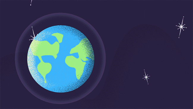 This animated GIF shows a cartoon depiction of Earth’s atmosphere protecting us from gamma rays.