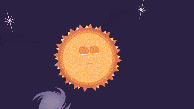 A cartoon star collapses, producing a blast of light in this animated GIF depiction of a short gamma-ray burst.
