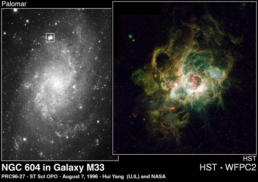 APOD: 1996 August 16 – NGC 604: Giant Stellar Nursery in M33