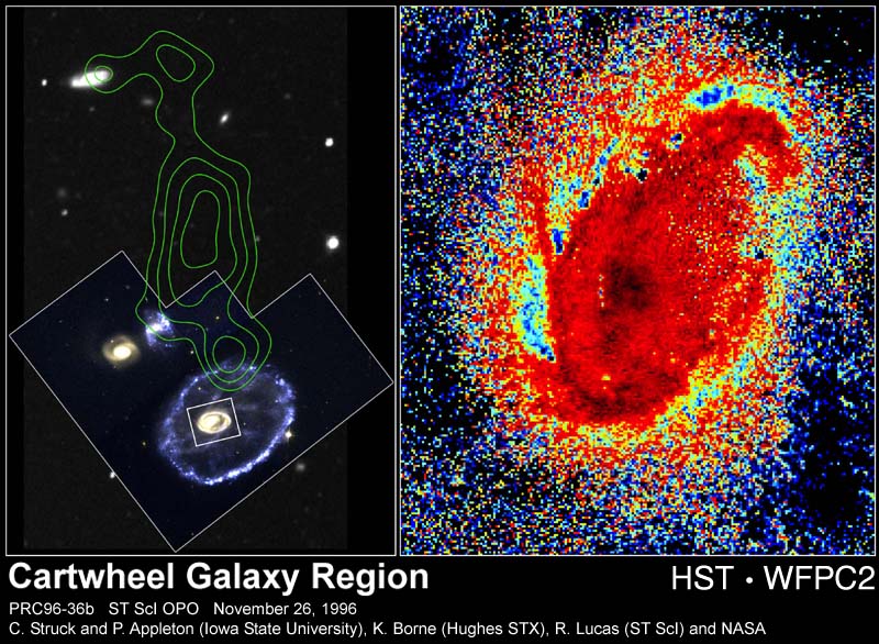 APOD: 1996 November 28 – Comet-like Clouds in the Cartwheel Galaxy