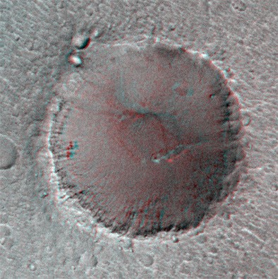 Mars: Big Crater in Stereo — APOD for 1998-04-30