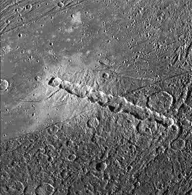 APOD: 1998 August 05 – Ganymede: Torn Comet Crater Chain