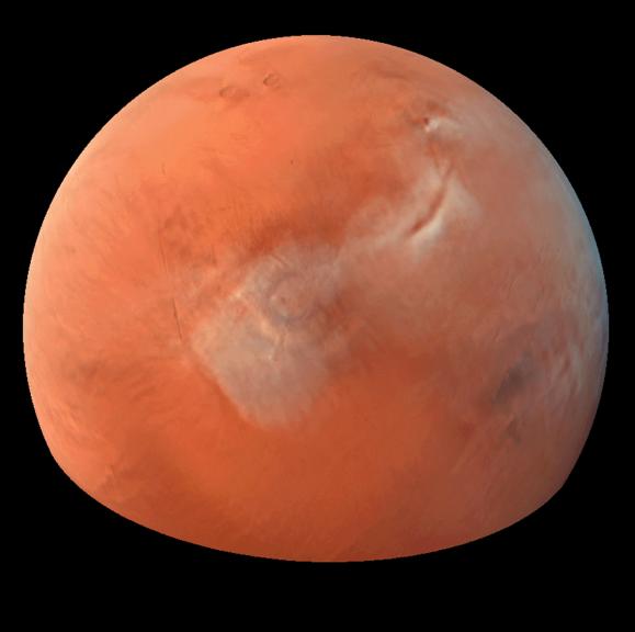 APOD: 1998 March 17 – Clouds Over Tharsis on Mars