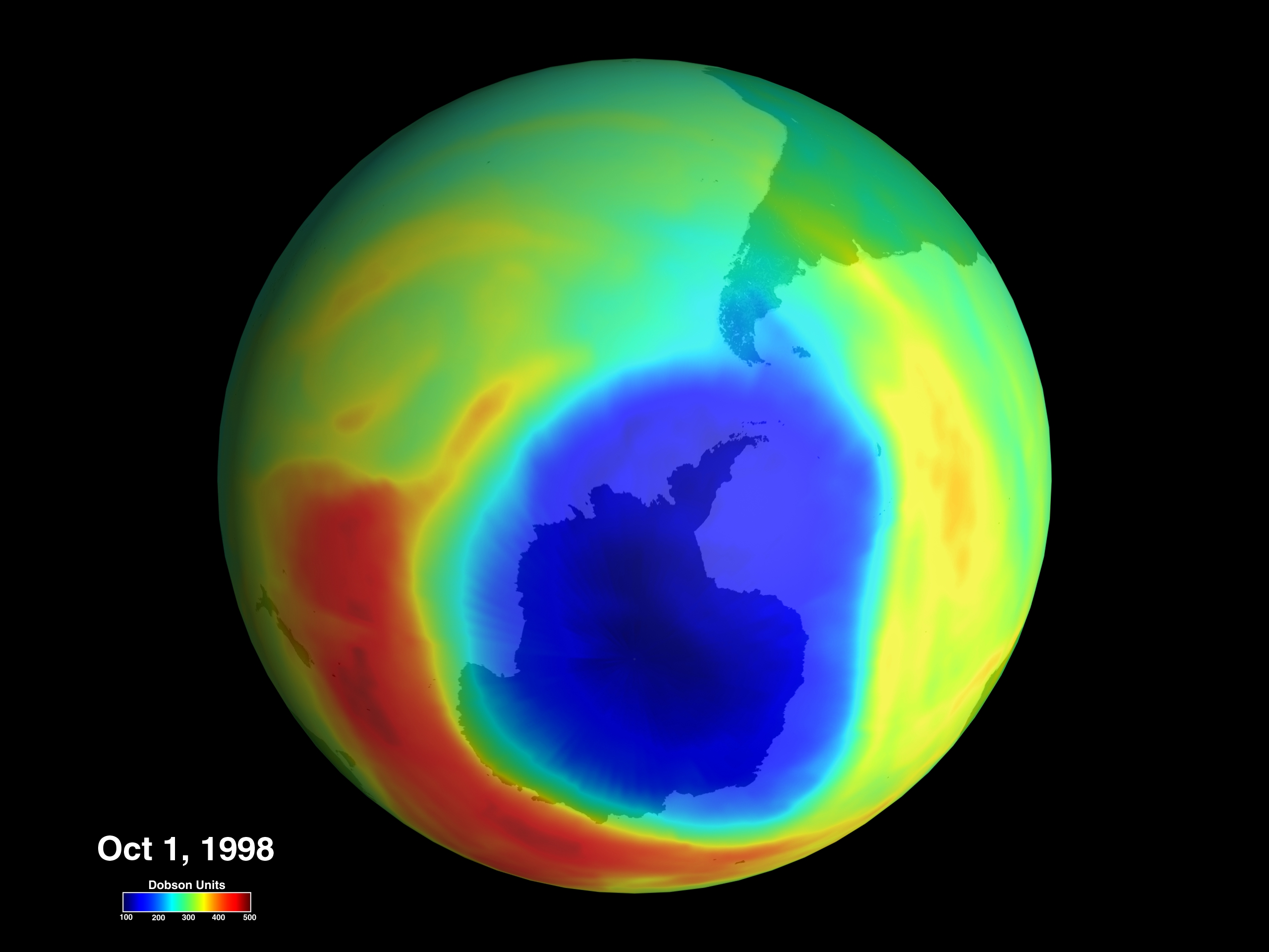 APOD: 1998 October 14 – The Worlds Largest Ozone Hole