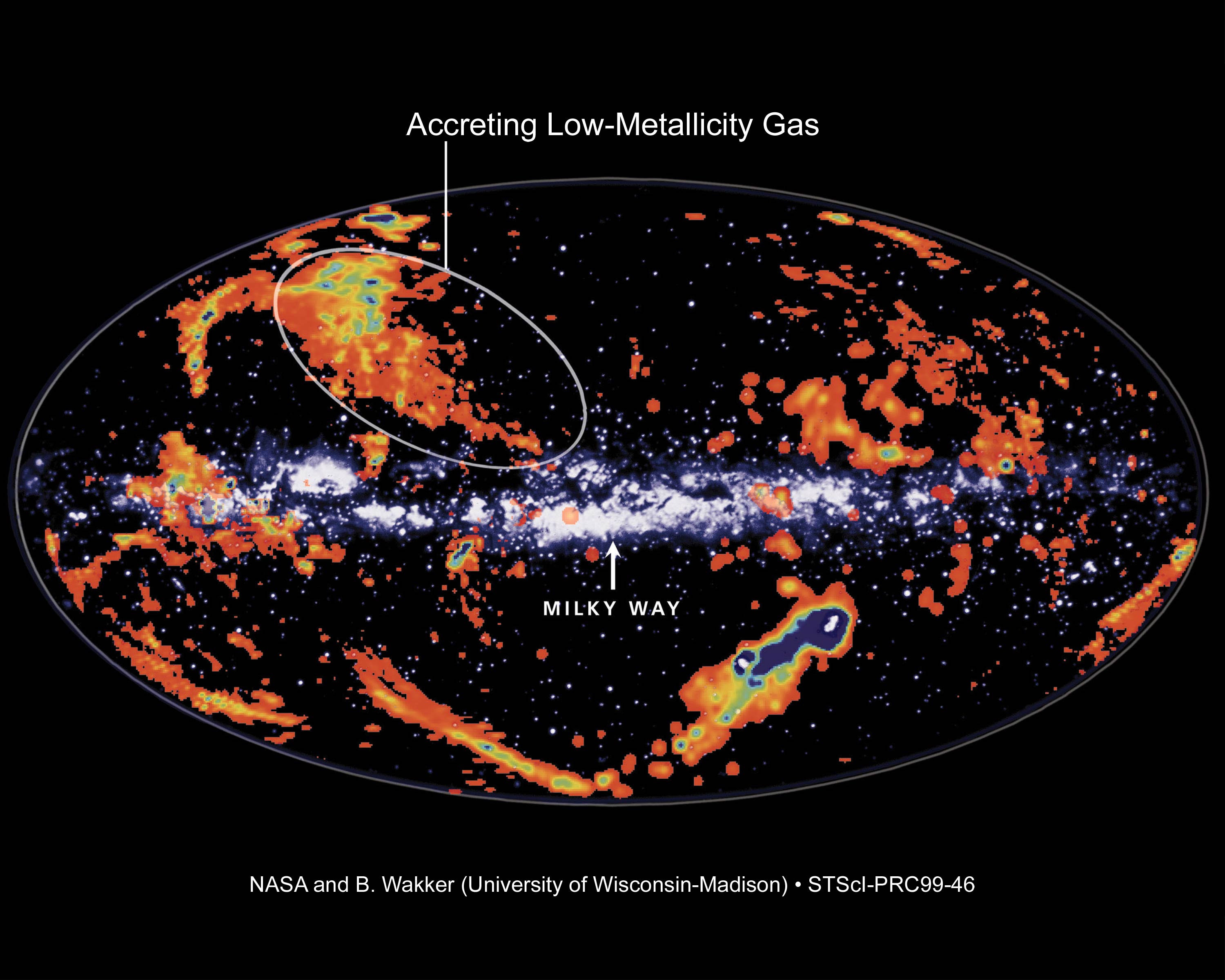 APOD: 1999 December 14 – High Velocity Clouds and the Milky Way