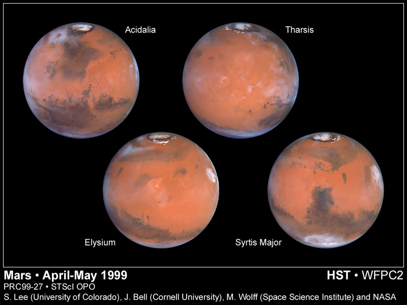 APOD: 1999 July 05 – Four Faces of Mars