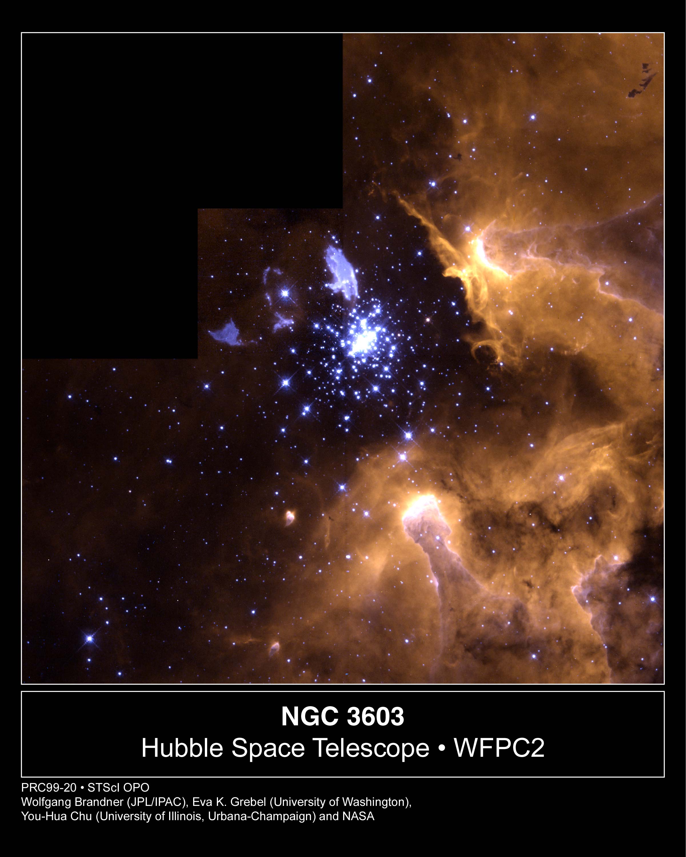 APOD: 1999 June 04 – NGC 3603: From Beginning To End