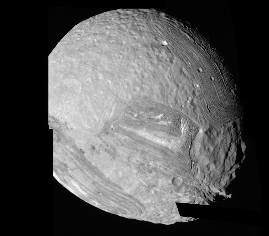APOD: 1999 March 06 – Miranda, Chevron, and Alonso
