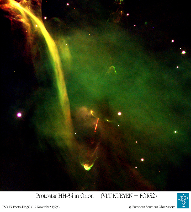 APOD: 1999 November 29 – Arcs and Jets in Herbig Haro 34