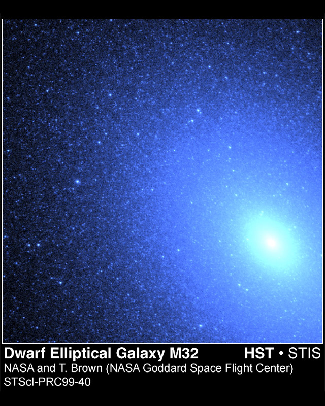 APOD: 1999 November 03 – M32: Blue Stars in an Elliptical Galaxy