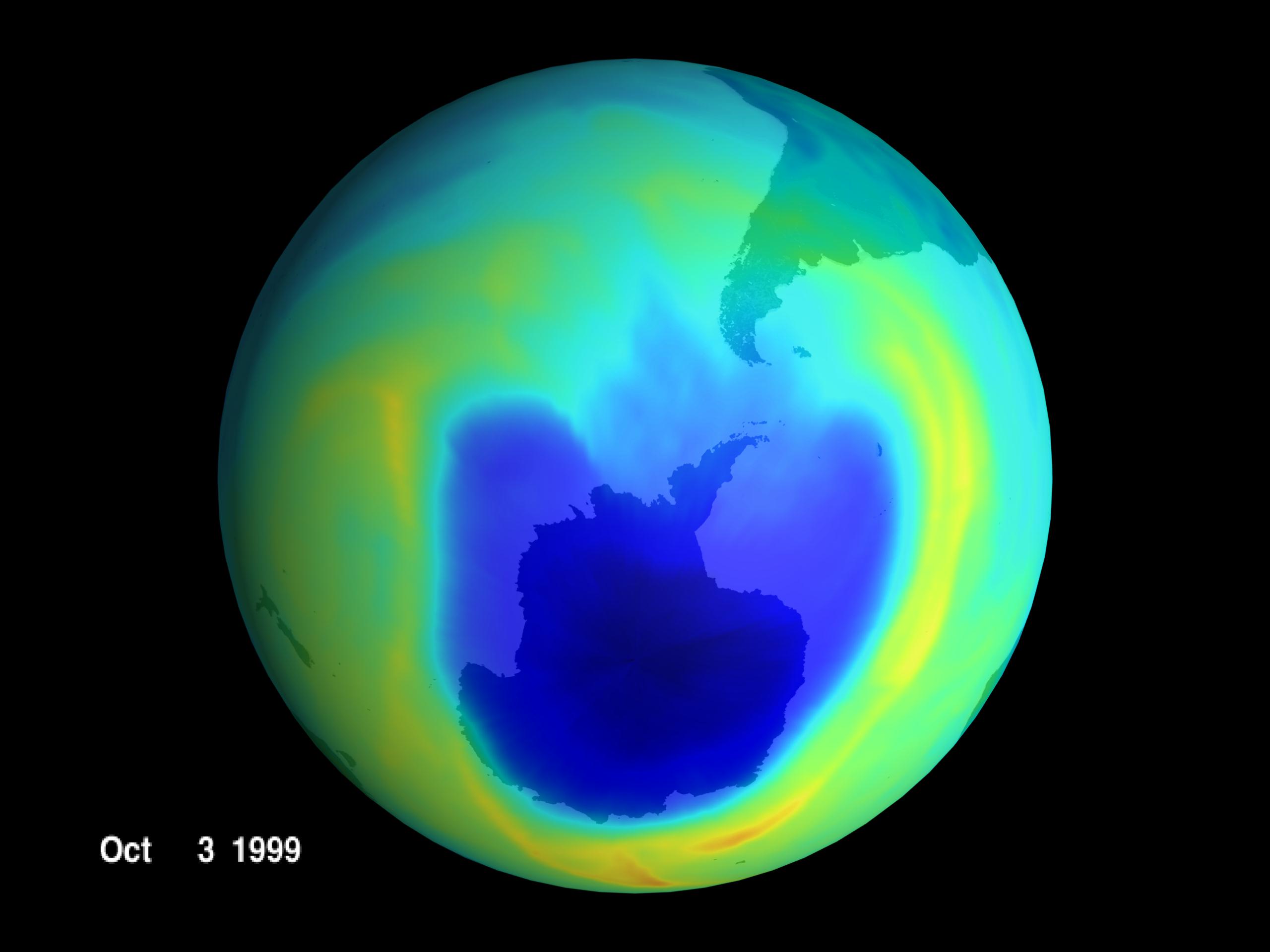 APOD: 1999 October 13 – Ozone Hole Reduced