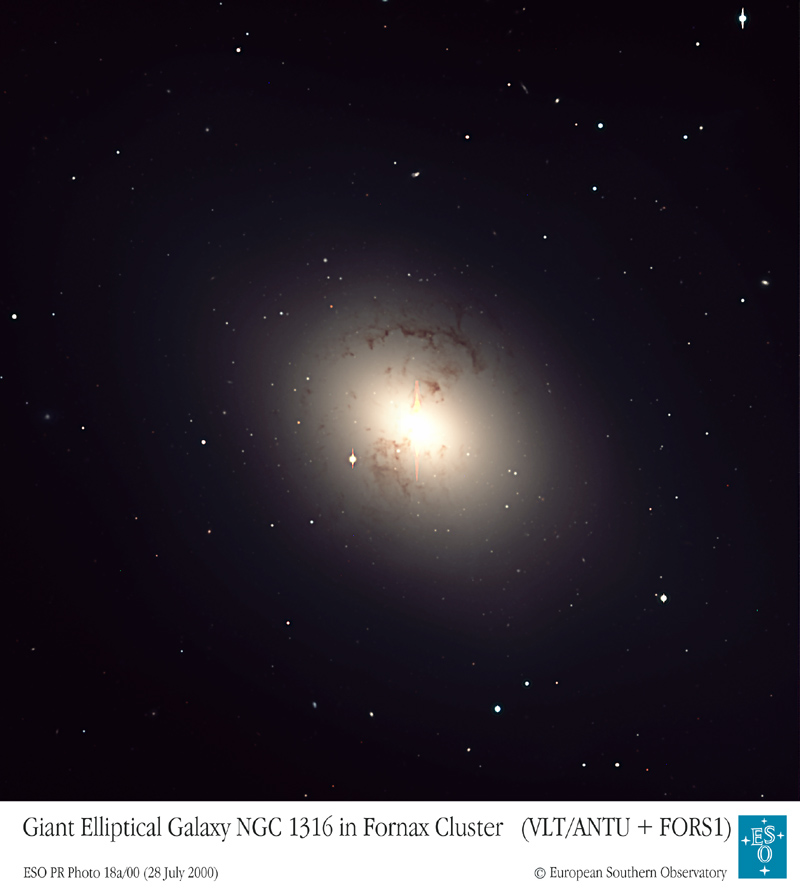 APOD: 2000 August 16 – Unusual Giant Galaxy NGC 1316