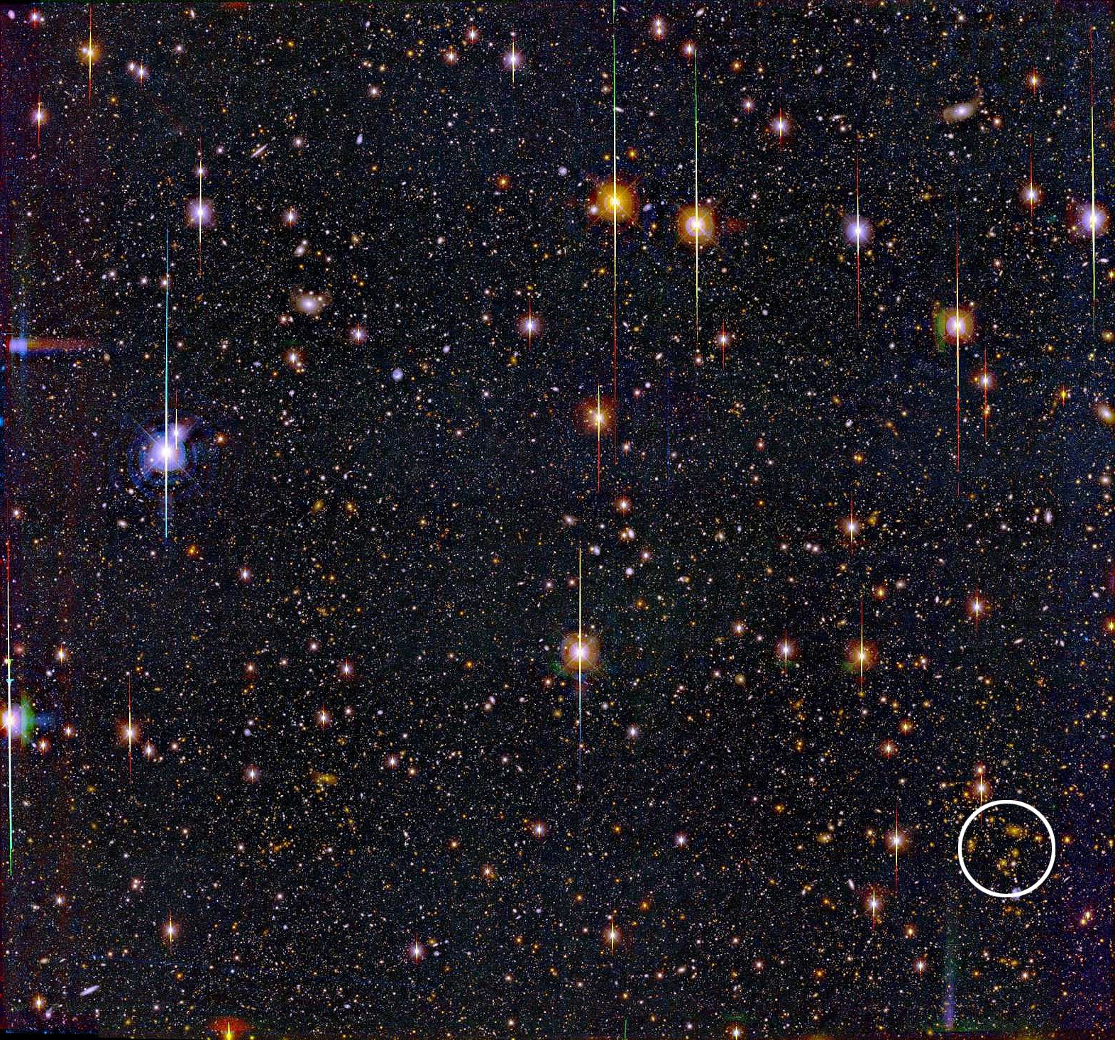 APOD: 2001 August 23 – Distortion from a Distant Cluster