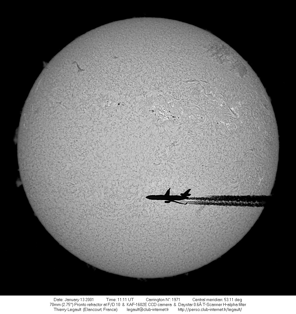 APOD: 2001 January 29 – An Airplane in Front of the Sun