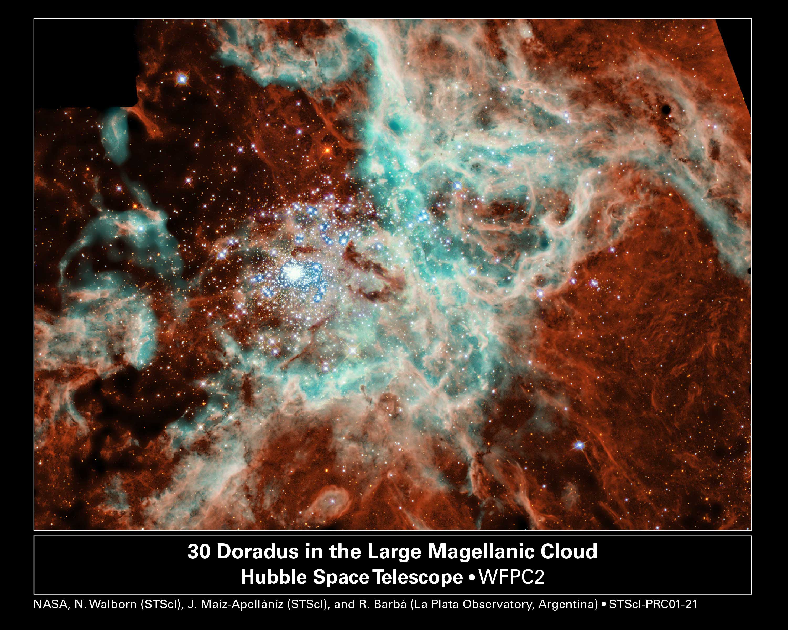 APOD: 2001 July 30 – Star Cluster R136 Bursts Out