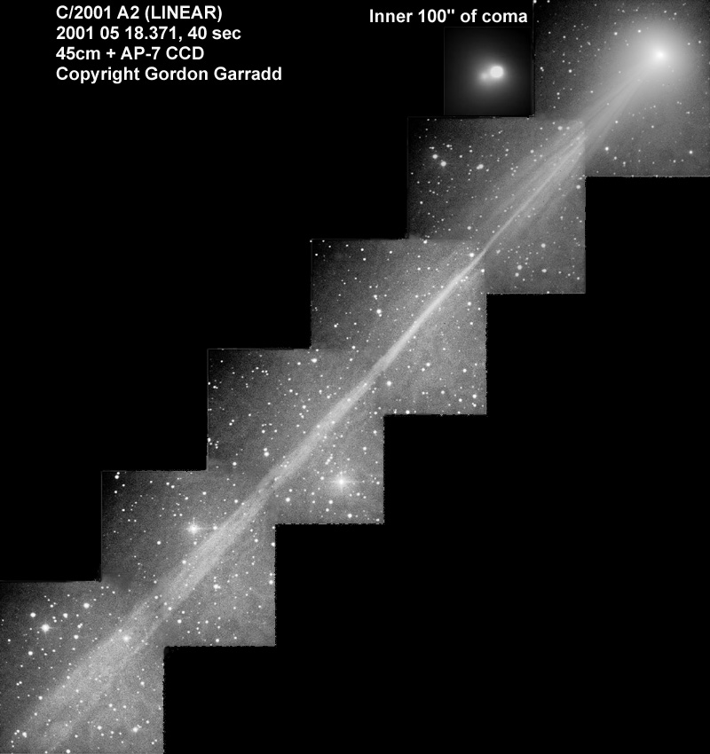 APOD: 2001 May 31 – LINEAR’s Tail and Two Nuclei