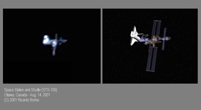 APOD: 2001 October 12 – Space Station and Space Shuttle: Backyard View
