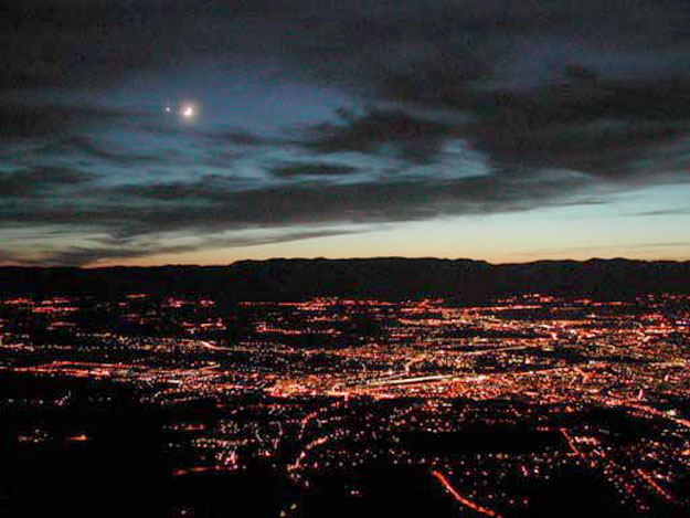 APOD: 2002 June 19 – The Moon and Venus Over Geneva