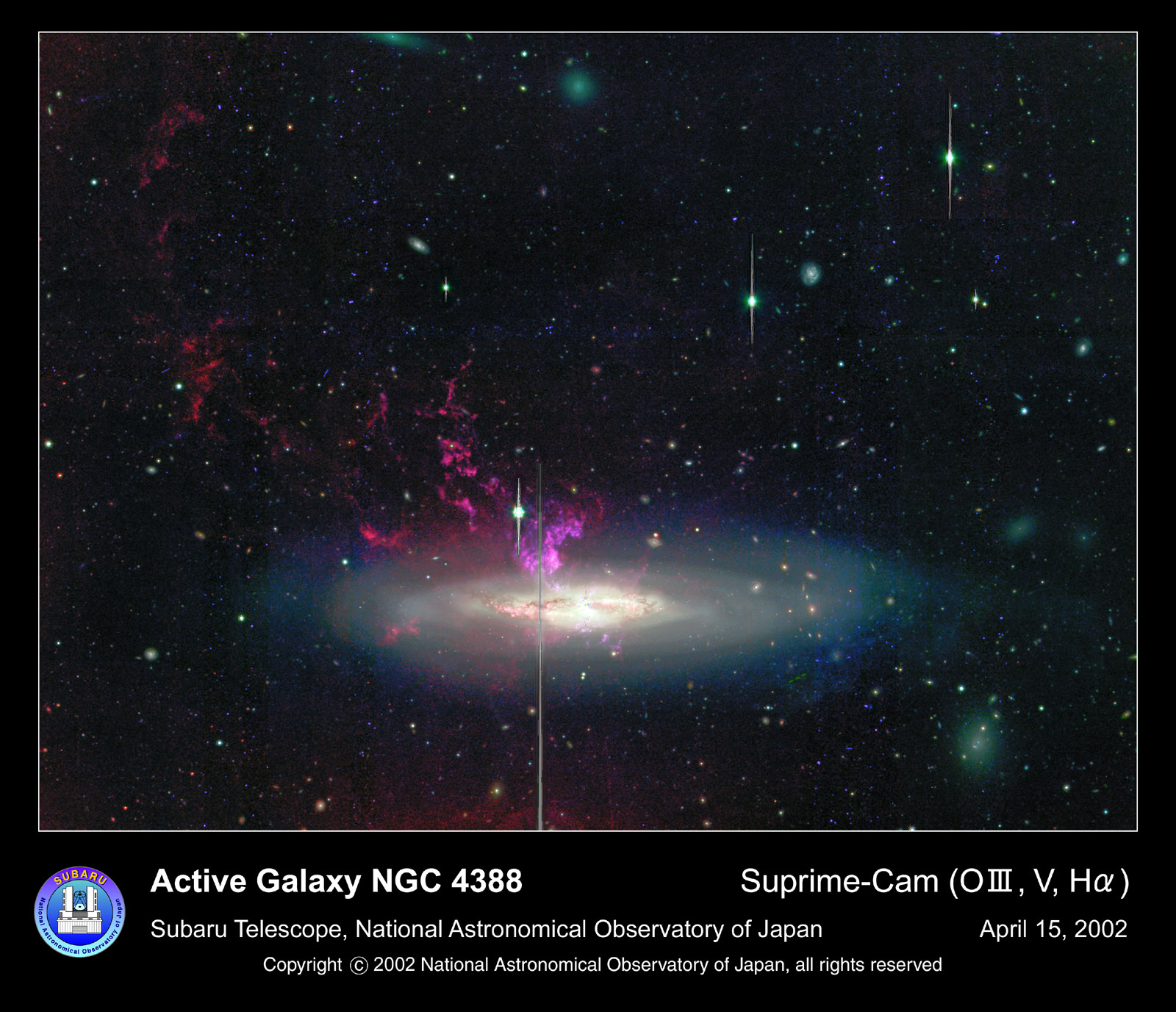 APOD: 2002 June 3 – Galaxy NGC 4388 Expels Huge Gas Cloud