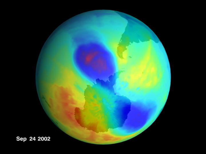 APOD: 2002 October 22 – A Small Double Ozone Hole in 2002
