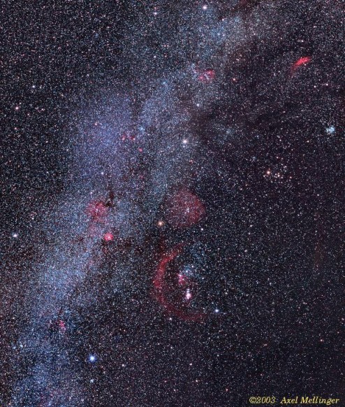 APOD: 2003 April 4 – Clusters and Nebulae of the Hexagon
