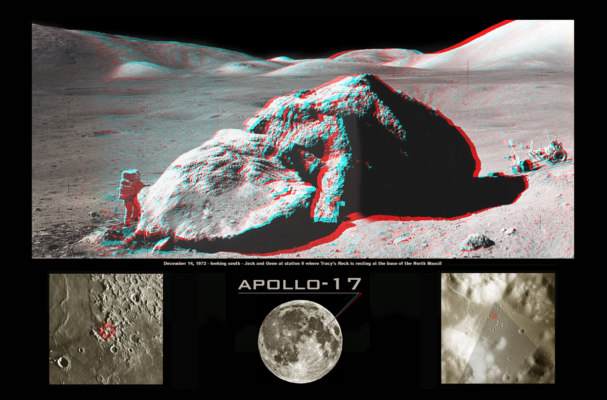 APOD: 2003 January 11 – Apollo 17: Boulder in Stereo