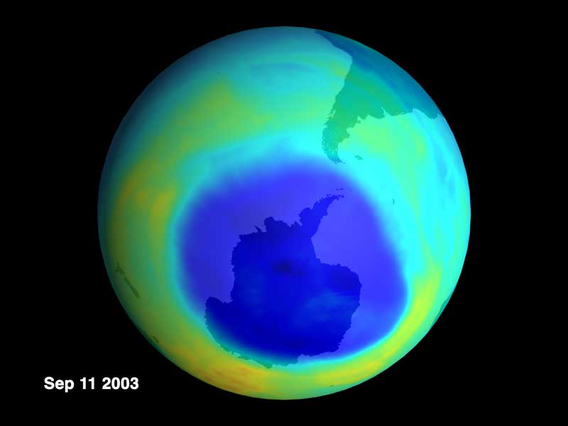 APOD: 2003 October 6 – A Near Record Ozone Hole in 2003