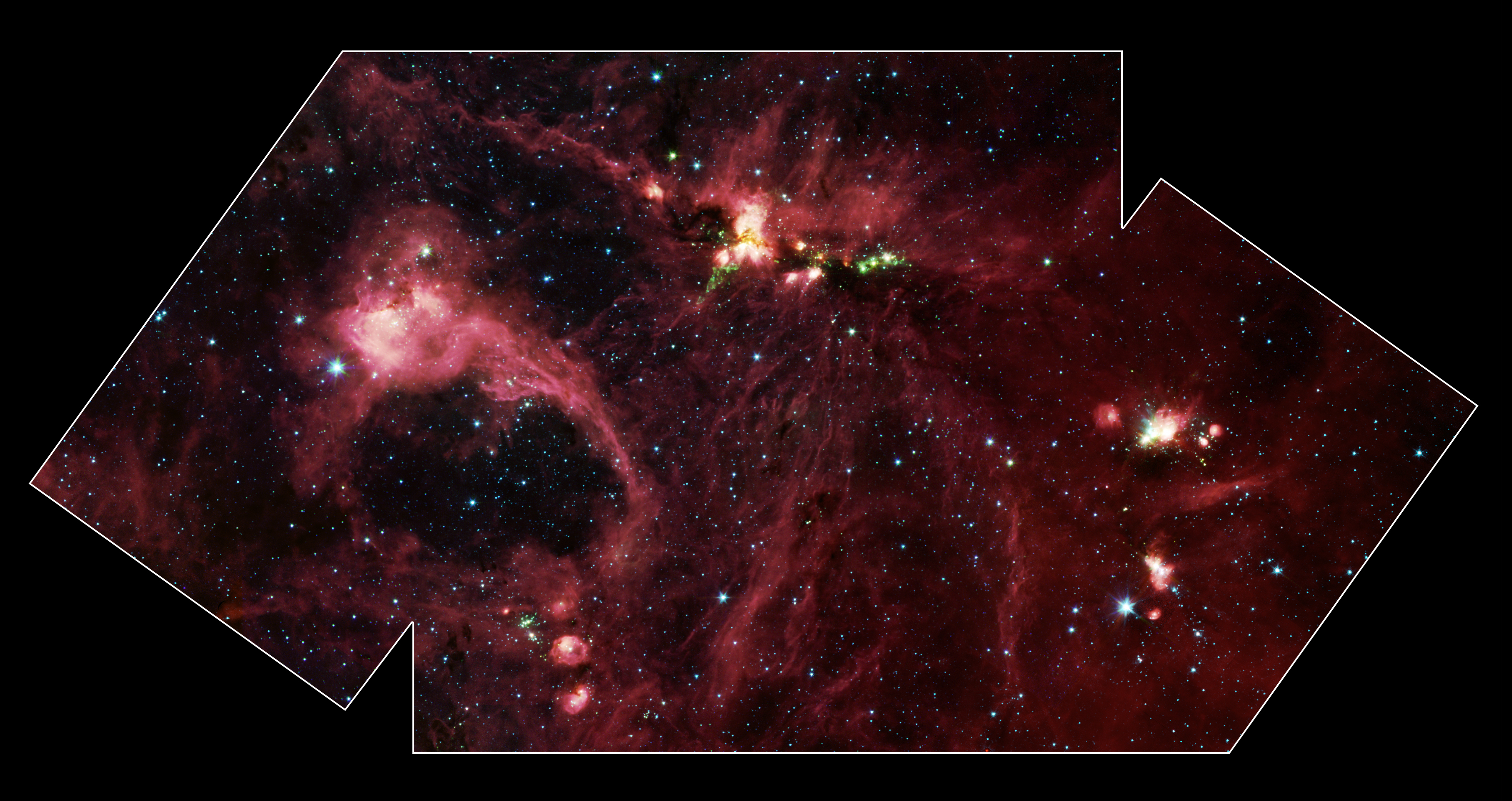 APOD: 2004 April 14 – Massive Star Forming Region DR21 in Infrared