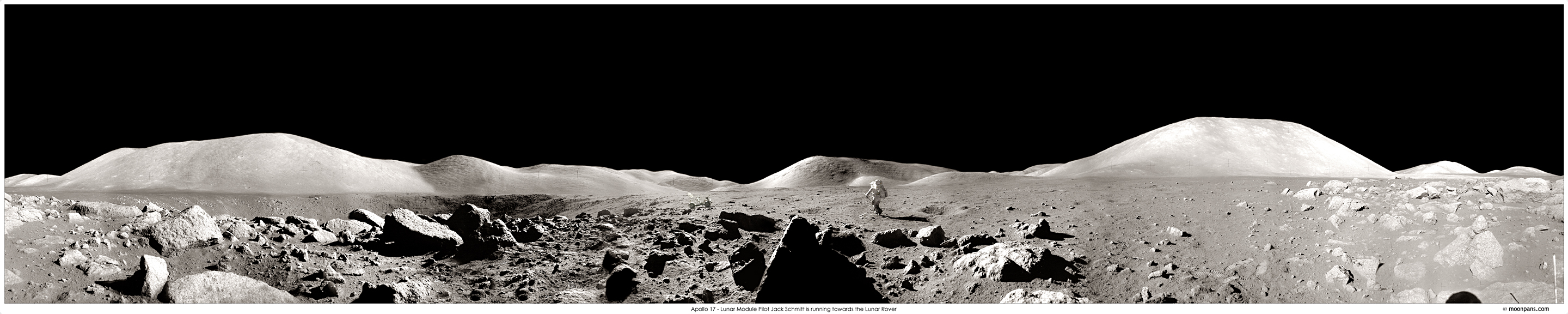 APOD: 2004 April 12 – Apollo 17 Panorama: Astronaut Running