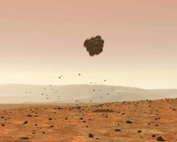 APOD: 2004 January 4 – Spirit Rover Bounces Down on Mars