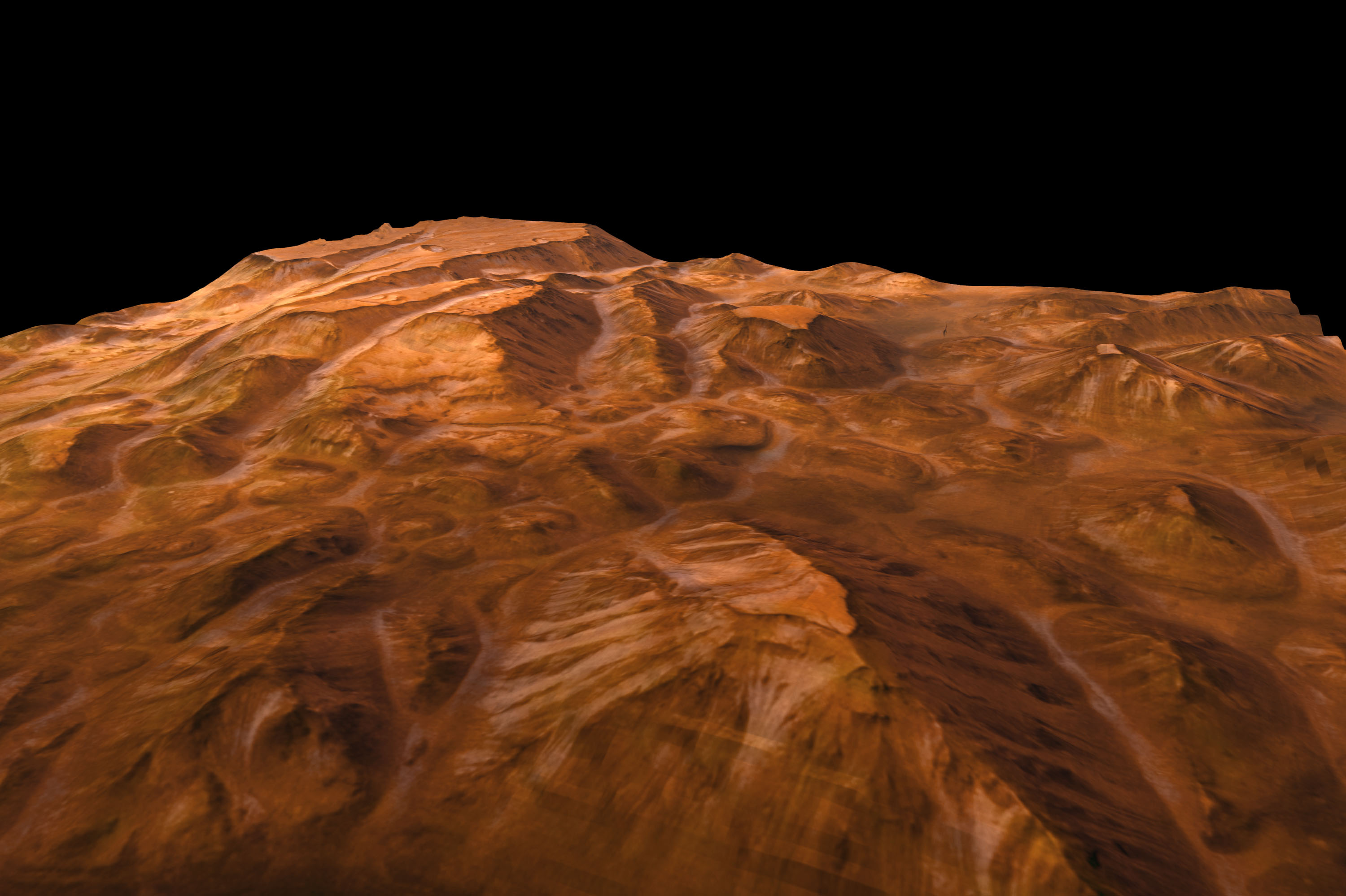 APOD: 2004 January 29 – Valles Marineris Perspective from Mars Express
