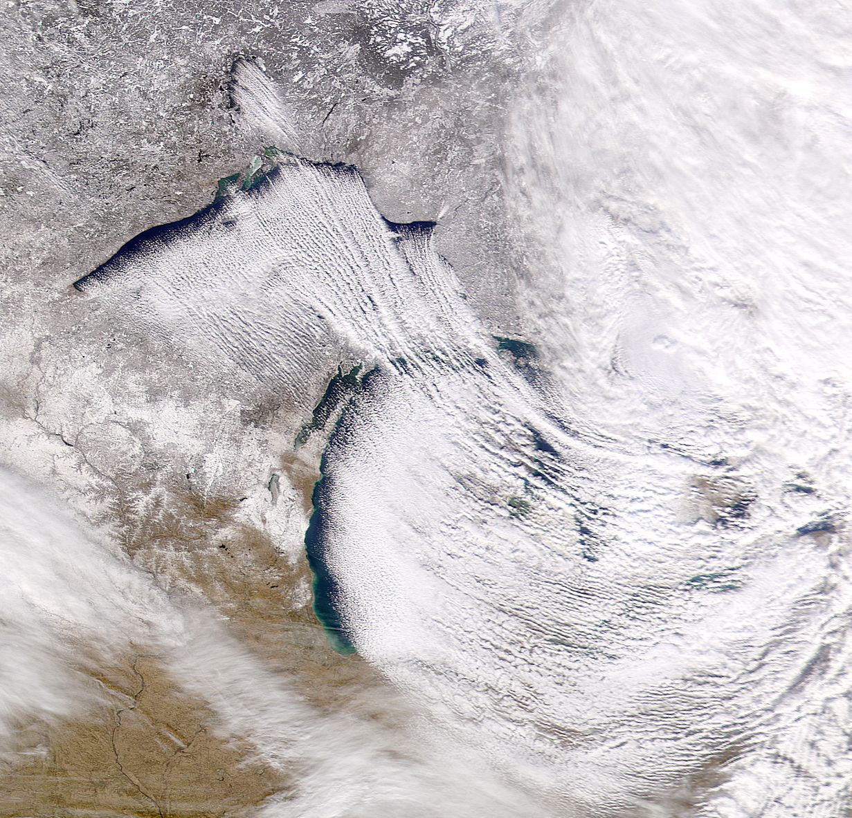 Lake Effect Snow on Earth — APOD for 2004-11-30