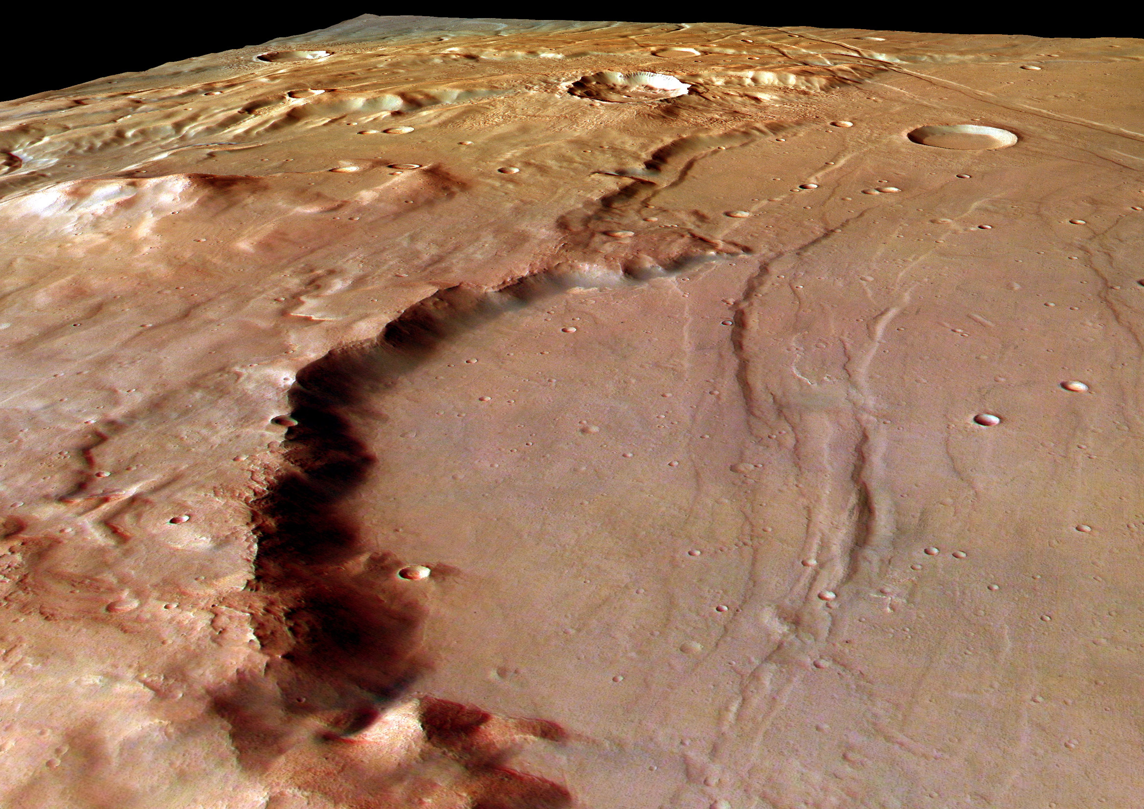 APOD: 2004 September 30 – Crater Wall on Solis Planum