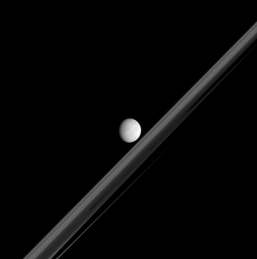 APOD: 2005 April 18 – Saturnian Moon and Rings