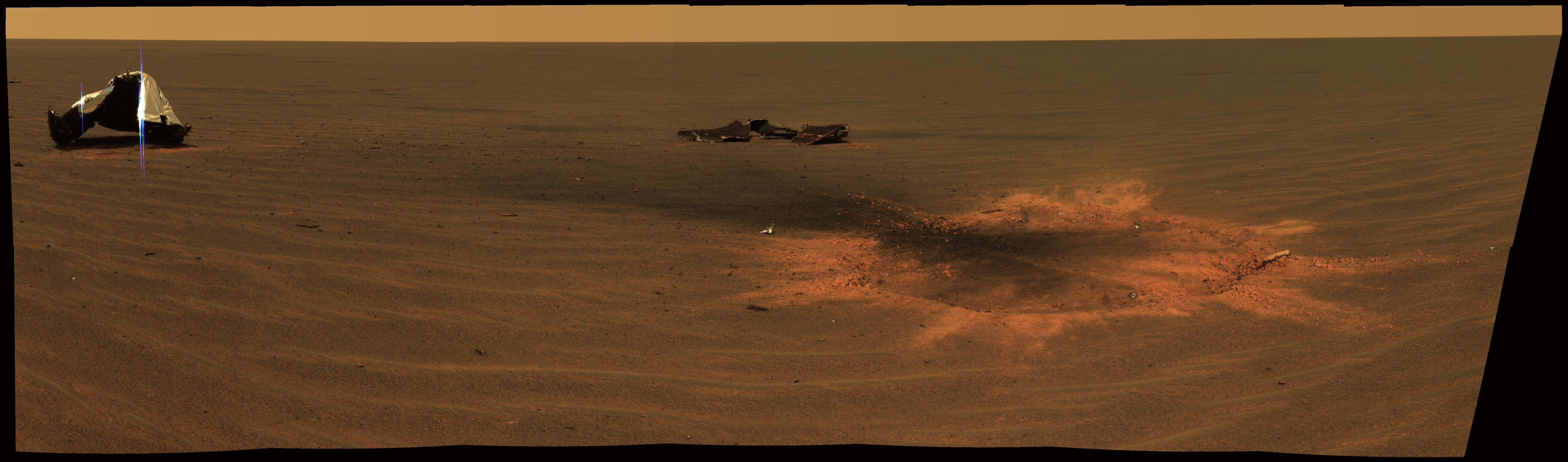 APOD: 2005 February 9 – Heat Shield Impact Crater on Mars