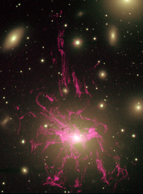 APOD: 2005 July 25 – Unusual Gas Filaments Surround Galaxy NGC 1275