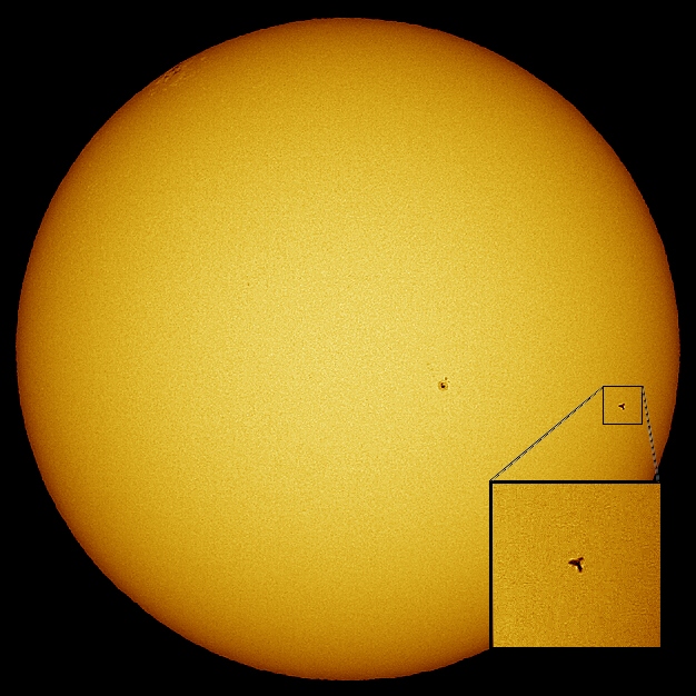APOD: 2005 July 29 – ISS and Discovery Transit the Sun