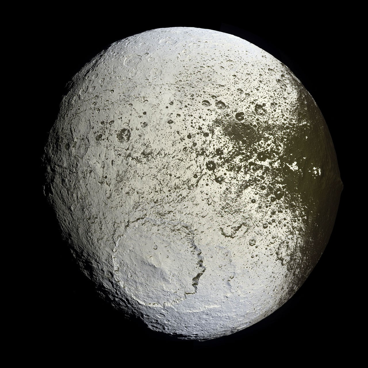 The Strange Trailing Side of Saturn's Iapetus — APOD for 2007-10-10