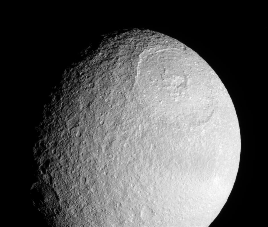 APOD: 2007 September 9 – The Great Basin on Saturns Tethys