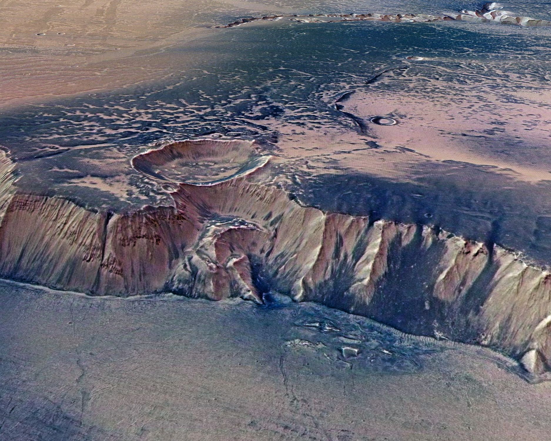 APOD: 2008 July 23 – High Cliffs Surrounding Echus Chasma on Mars