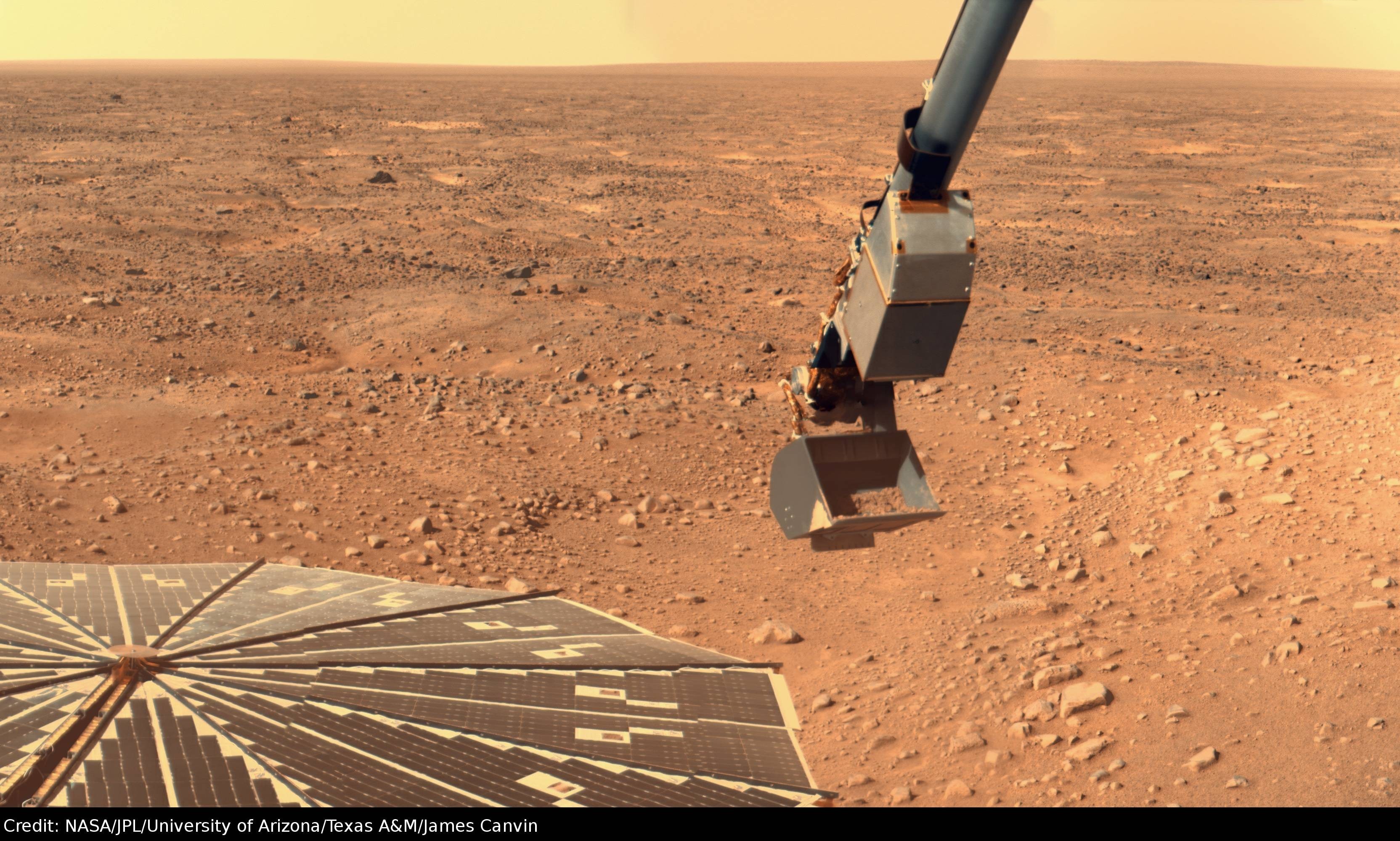 APOD: 2008 June 15- Phoenix Digs for Clues on Mars