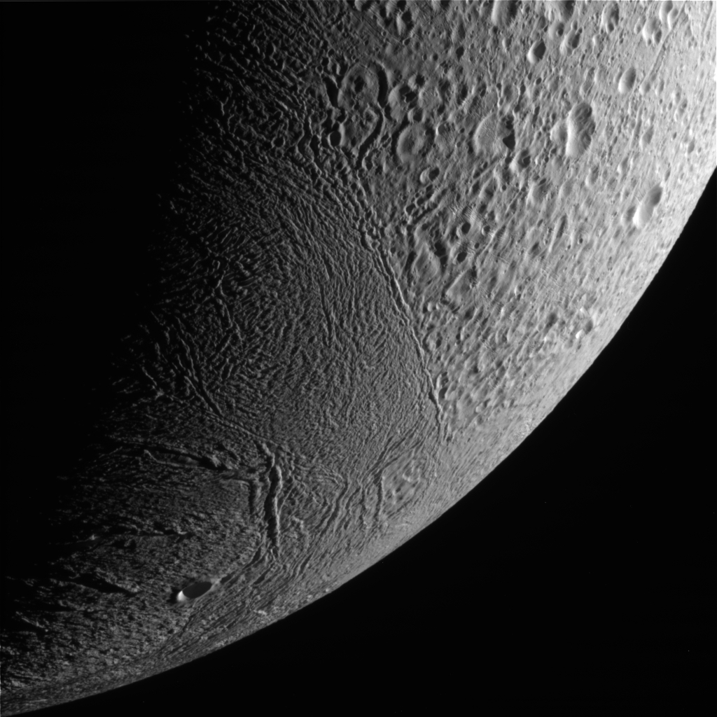 APOD: 2008 March 17 – Thirty Thousand Kilometers Above Enceladus