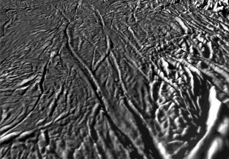 APOD: 2008 March 31 – Close Up of Enceladus Tiger Stripes
