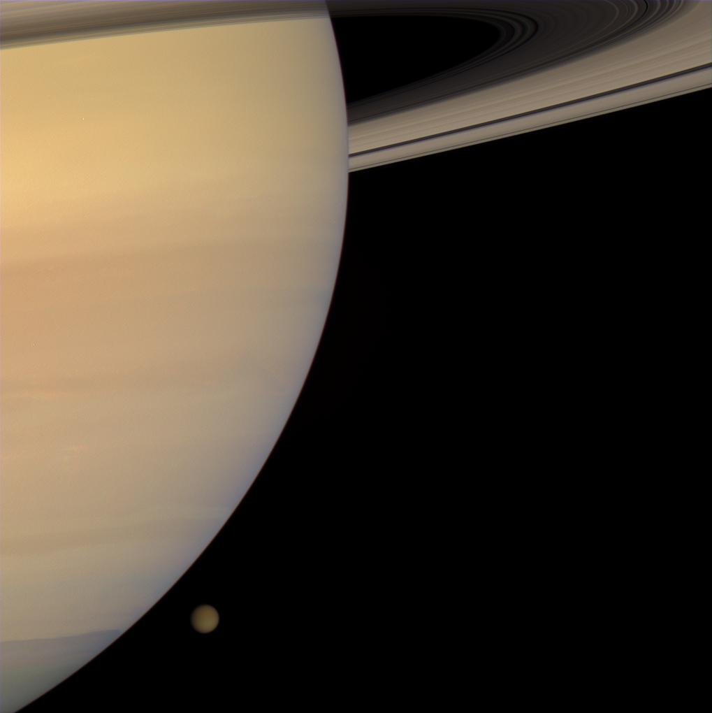 APOD: 2008 March 24 – Saturn and Titan from Cassini