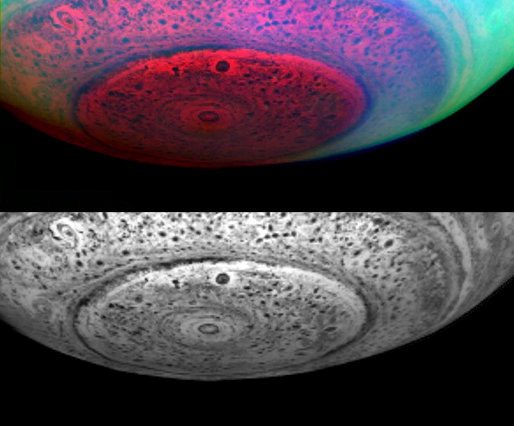 APOD: 2008 October 27 – Beneath the South Pole of Saturn