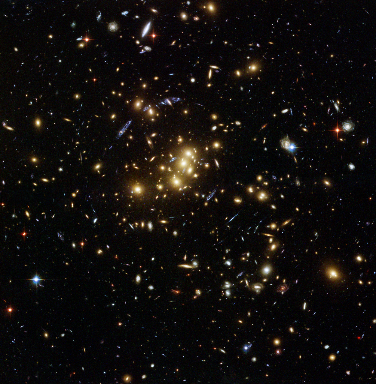 APOD: 2009 August 23 – Giant Cluster Bends, Breaks Images