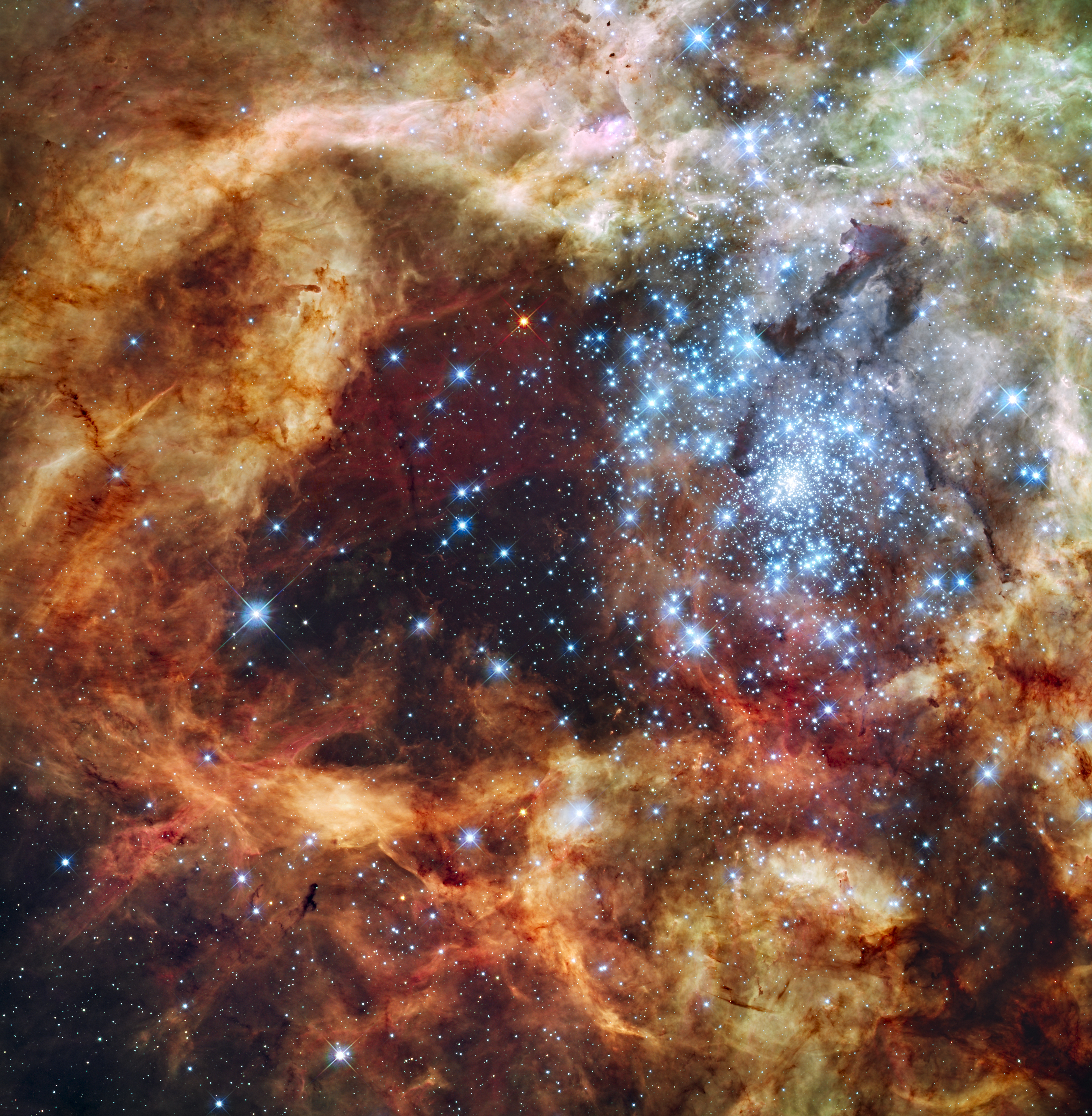 APOD: 2009 December 21 – Star Cluster R136 Bursts Out