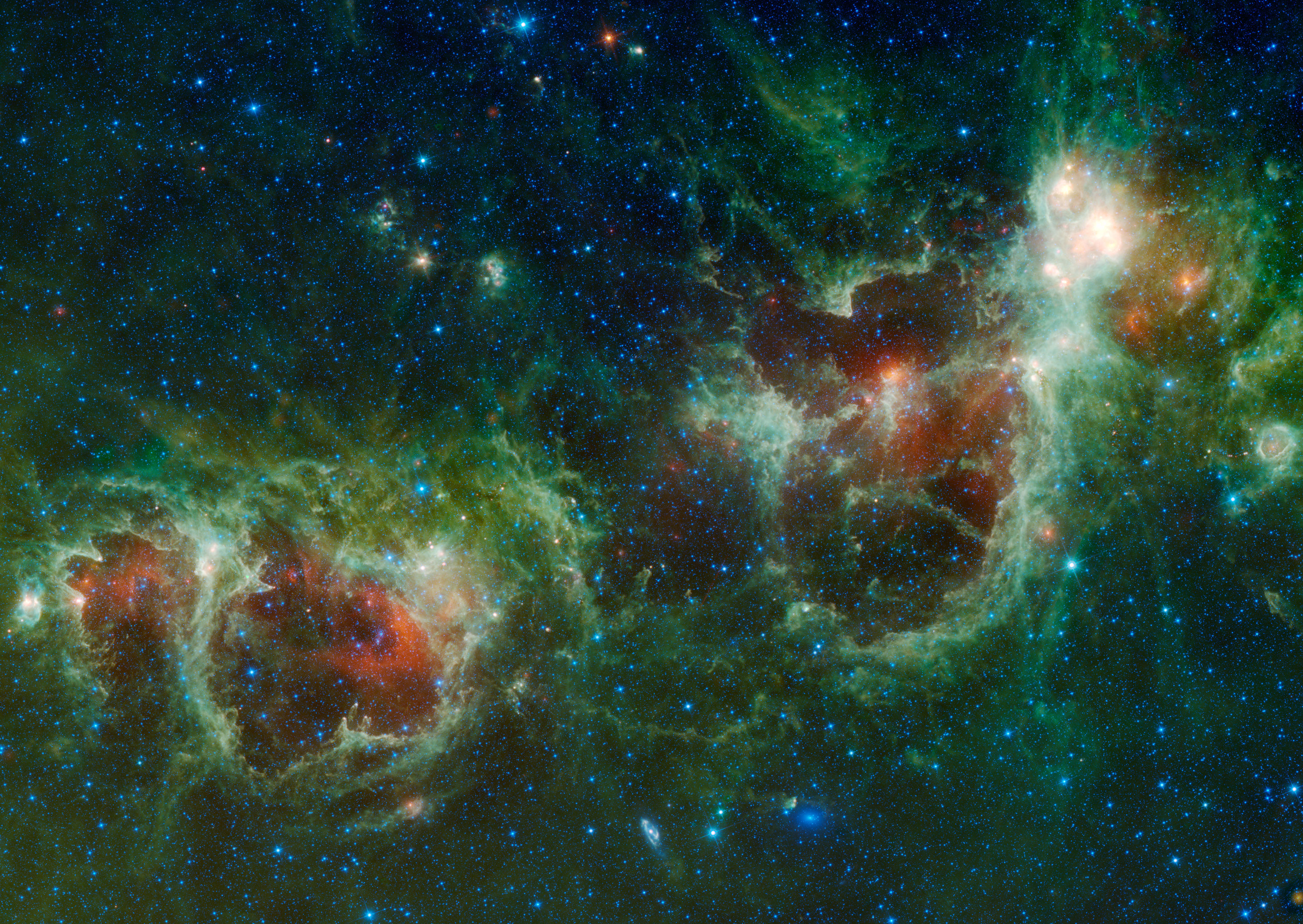 APOD: 2010 June 1 – WISE: Heart and Soul Nebulas in Infrared